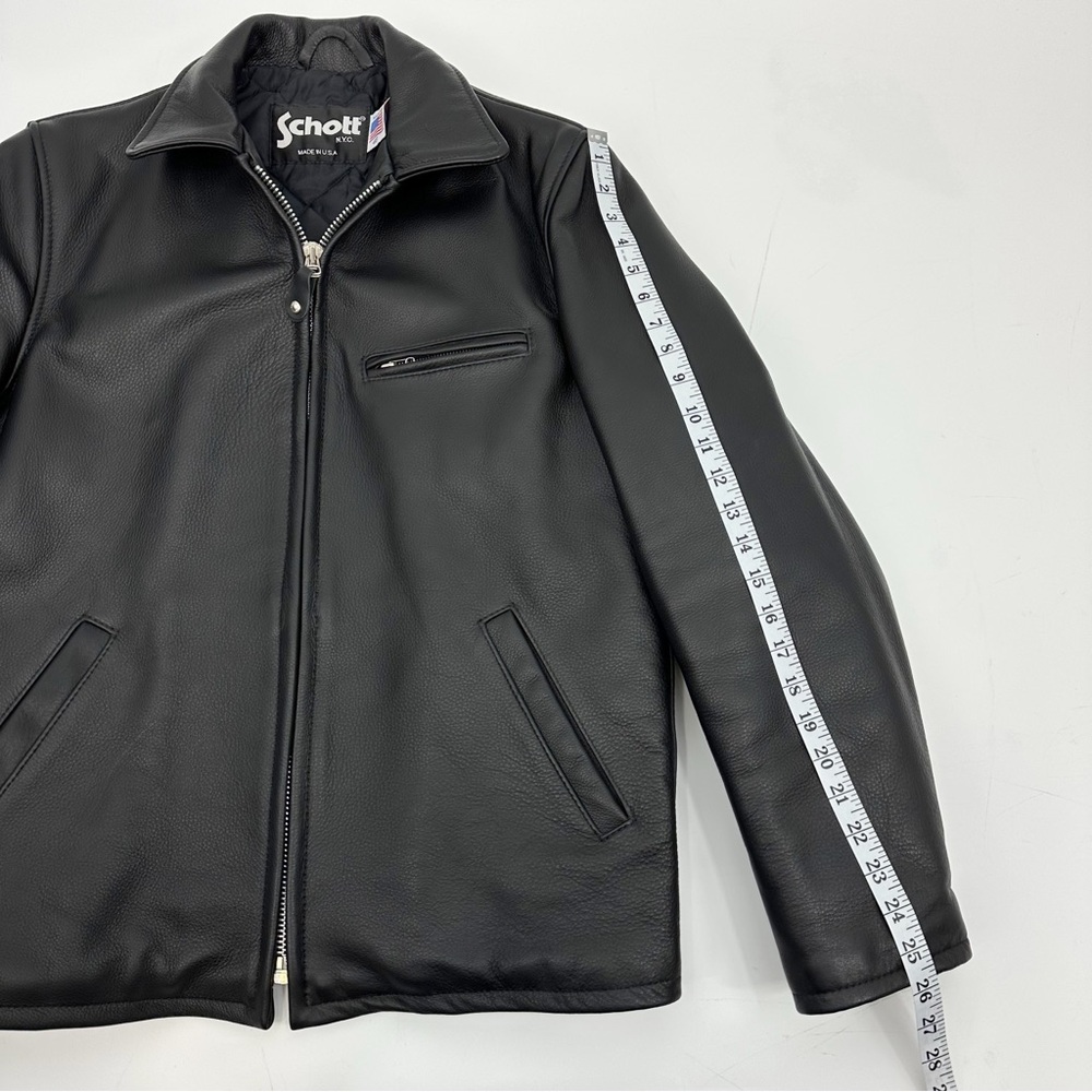 Schott NYC Black Leather Jacket Size 40/Medium - Made in USA - Picture 12 of 15